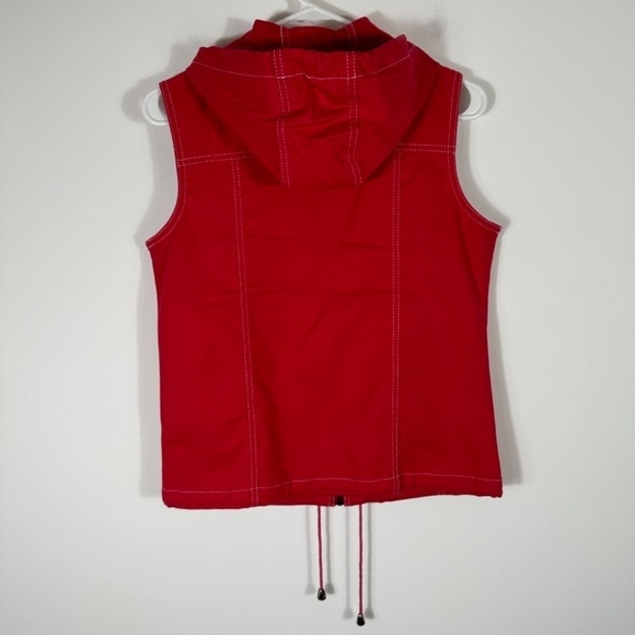 Y2K Keren Hart Red Zip Hooded Vest Size Small Pockets - Picture 8 of 11